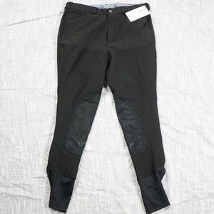 Tuff Rider Breeches mens 30 black ribb patrol knee patch stretch comfort horse